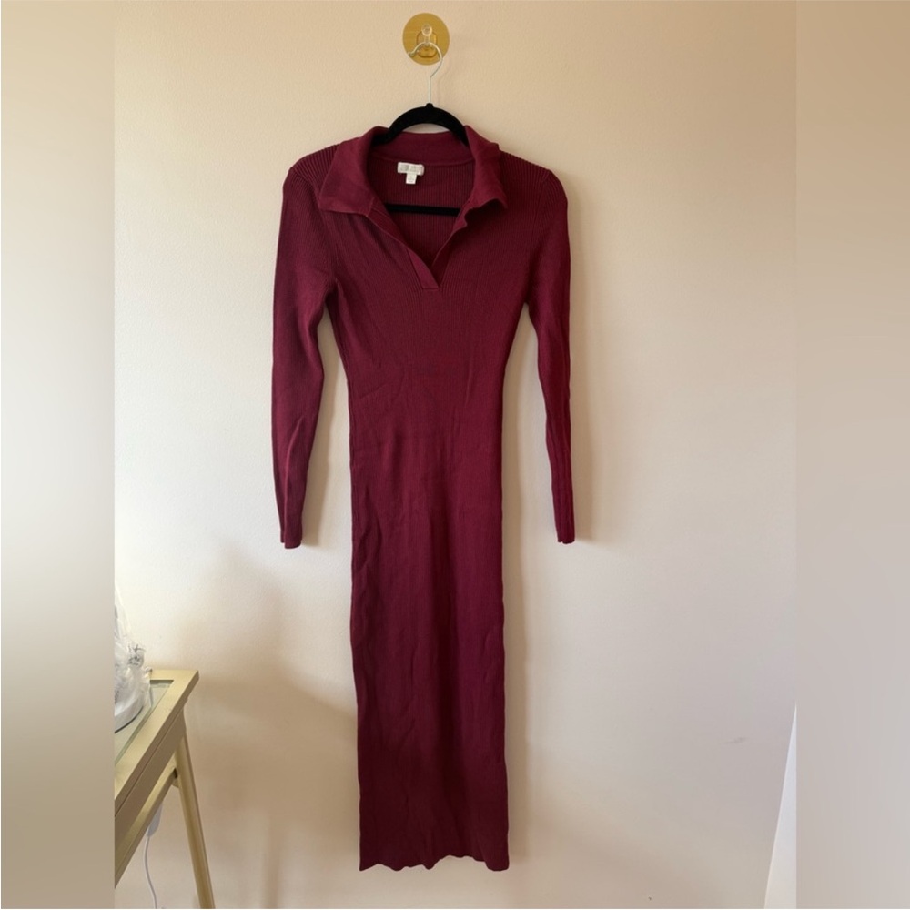 J for Justify Deep Red Long Sleeve Dress size L